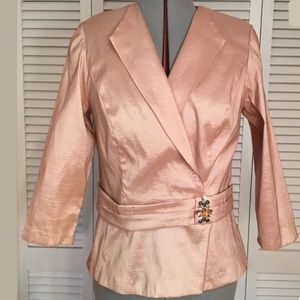 ALEX EVENINGS Dress Suit Large Pink Apricot Jacket